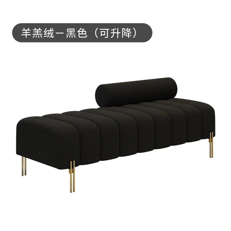 Cream Upholstered Chaise Lounge with Metal Legs Rolled Backrest Modern &amp; Comfortable Seating for Dressing Room &amp; Boutique Spaces Manwatstore