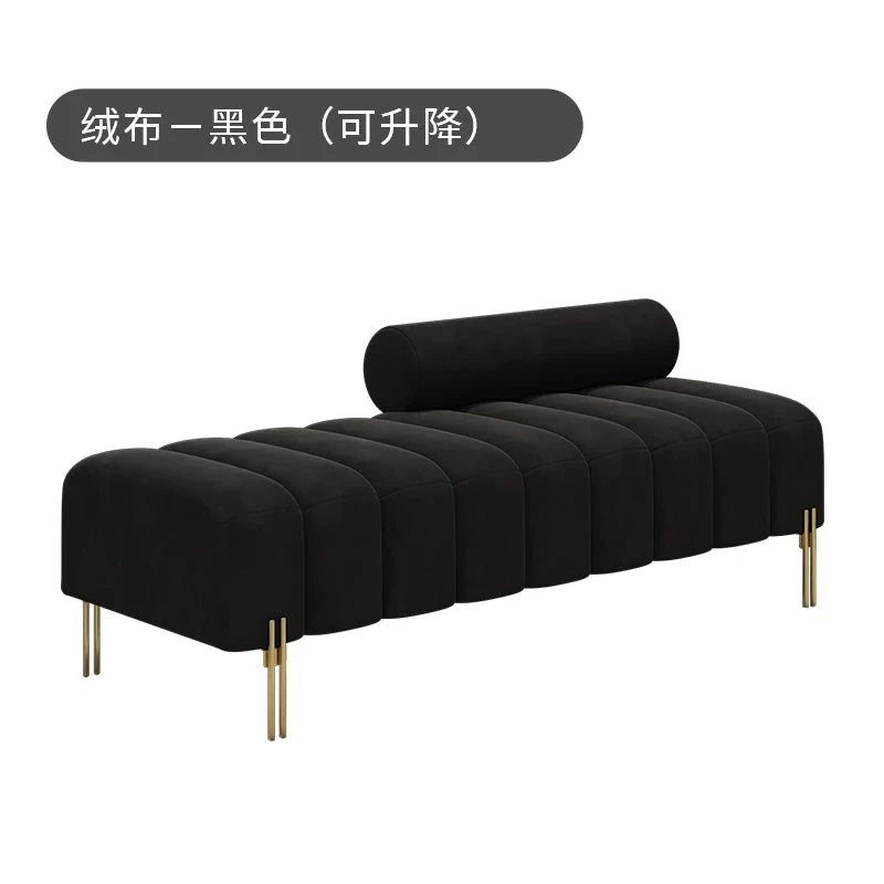Cream Upholstered Chaise Lounge with Metal Legs Rolled Backrest Modern &amp; Comfortable Seating for Dressing Room &amp; Boutique Spaces Manwatstore