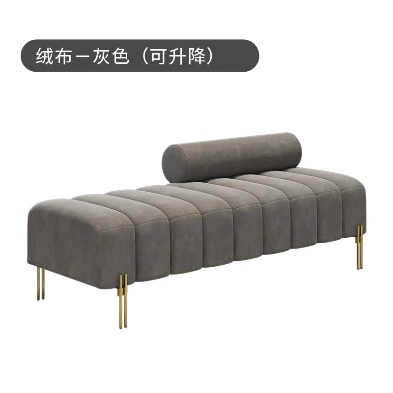 Cream Upholstered Chaise Lounge with Metal Legs Rolled Backrest Modern &amp; Comfortable Seating for Dressing Room &amp; Boutique Spaces Manwatstore