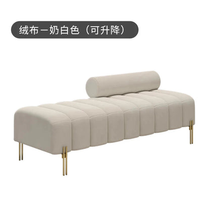 Cream Upholstered Chaise Lounge with Metal Legs Rolled Backrest Modern &amp; Comfortable Seating for Dressing Room &amp; Boutique Spaces Manwatstore