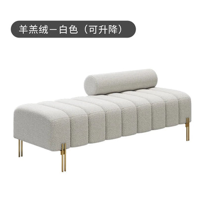 Cream Upholstered Chaise Lounge with Metal Legs Rolled Backrest Modern &amp; Comfortable Seating for Dressing Room &amp; Boutique Spaces Manwatstore