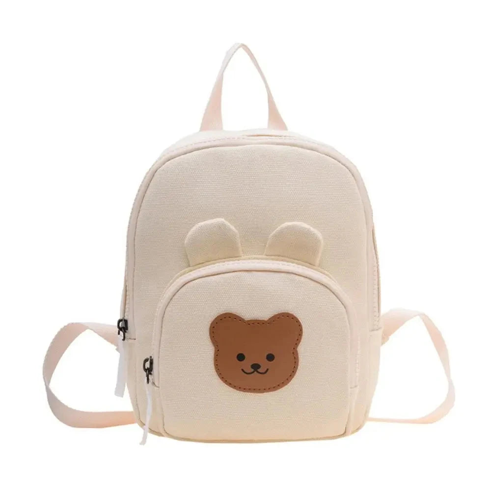 Cute Korean Kindergarten Schoolbag Cartoon Bear Adjustable Backpack Canvas Travel Bag Kindergarten Manwatstore