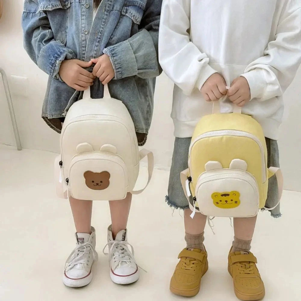 Cute Korean Kindergarten Schoolbag Cartoon Bear Adjustable Backpack Canvas Travel Bag Kindergarten Manwatstore