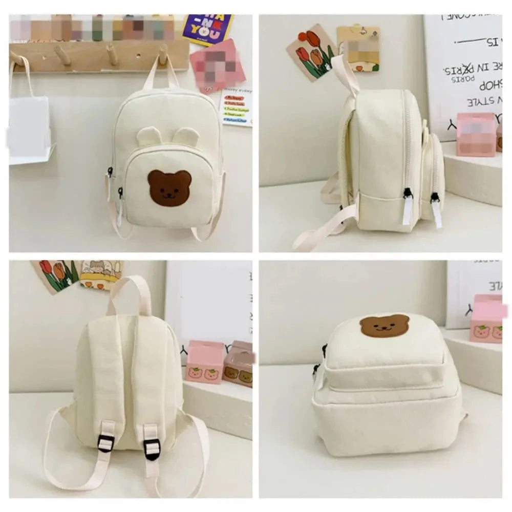 Cute Korean Kindergarten Schoolbag Cartoon Bear Adjustable Kids Backpack Canvas Kids Travel Bag Kindergarten Manwatstore
