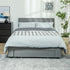 Double Bed Frame with Storage and Adjustable Velvet Headboard Bed Manwatstore