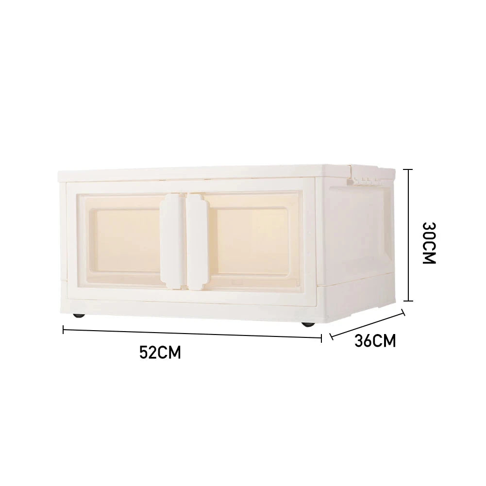 Double-Door Collapsible Storage Organizer Box with Wheels Manwatstore