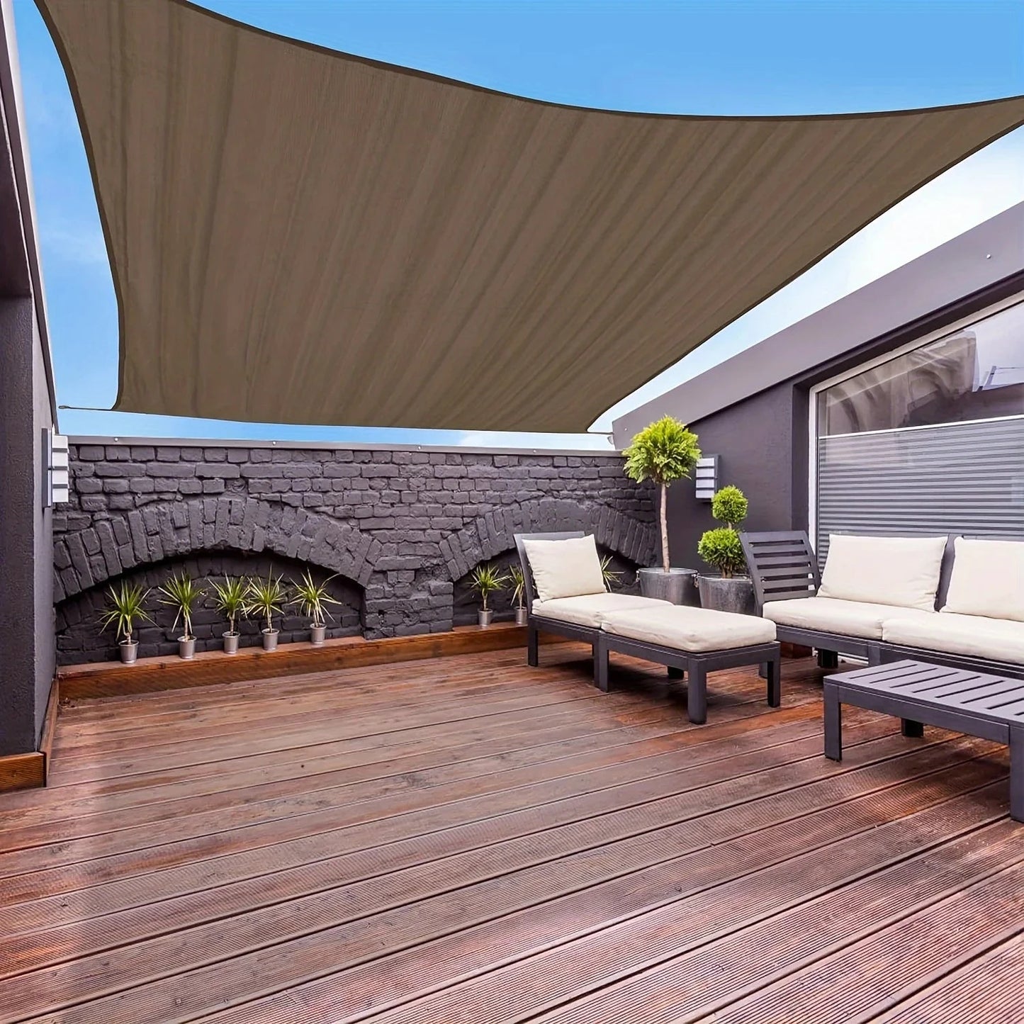 Durable Brown Protection Canopy - Outdoor Sun Shade Net - Multiple Sizes Available for Travel, Picnics, and Pools Manwatstore