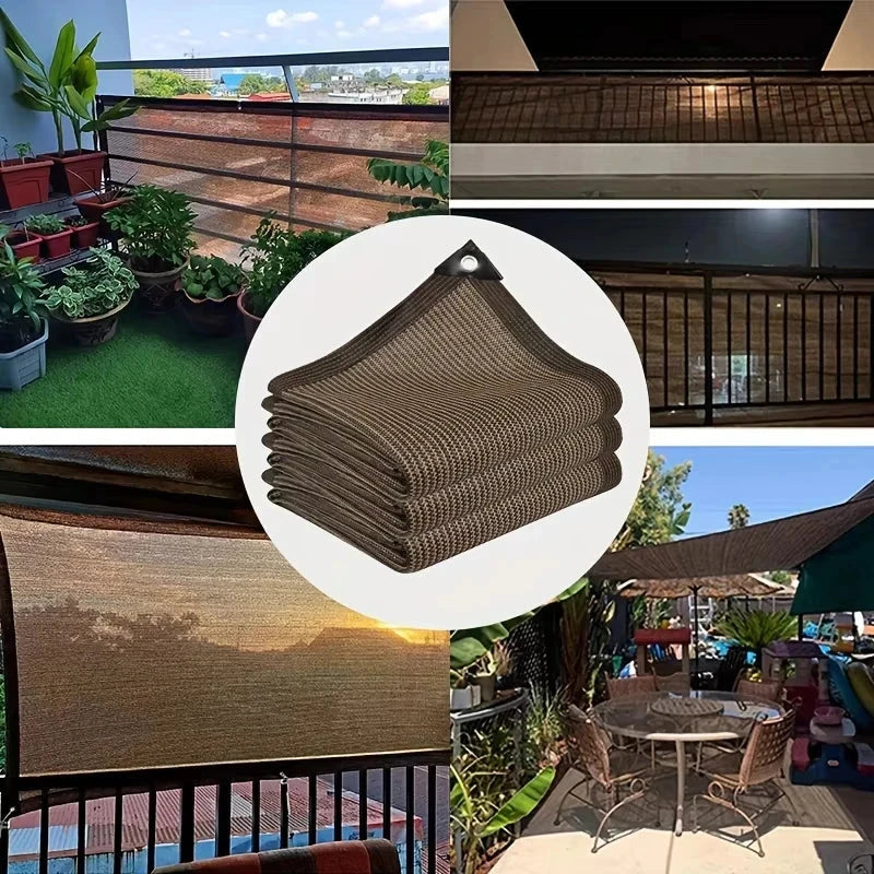 Durable Brown Protection Canopy - Outdoor Sun Shade Net - Multiple Sizes Available for Travel, Picnics, and Pools Manwatstore