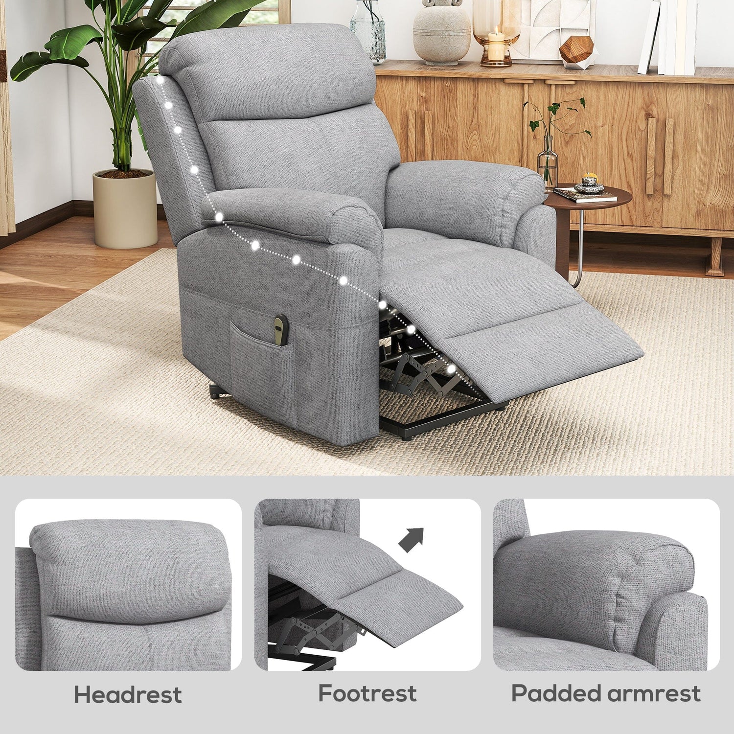EaseRise Electric Power Lift Chair with Remote Control – Grey Manwatstore