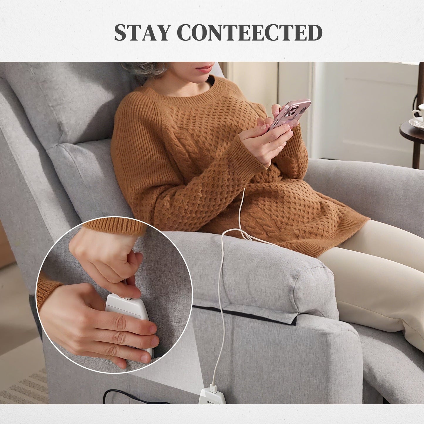 EaseRise Electric Power Lift Chair with Remote Control – Grey Manwatstore