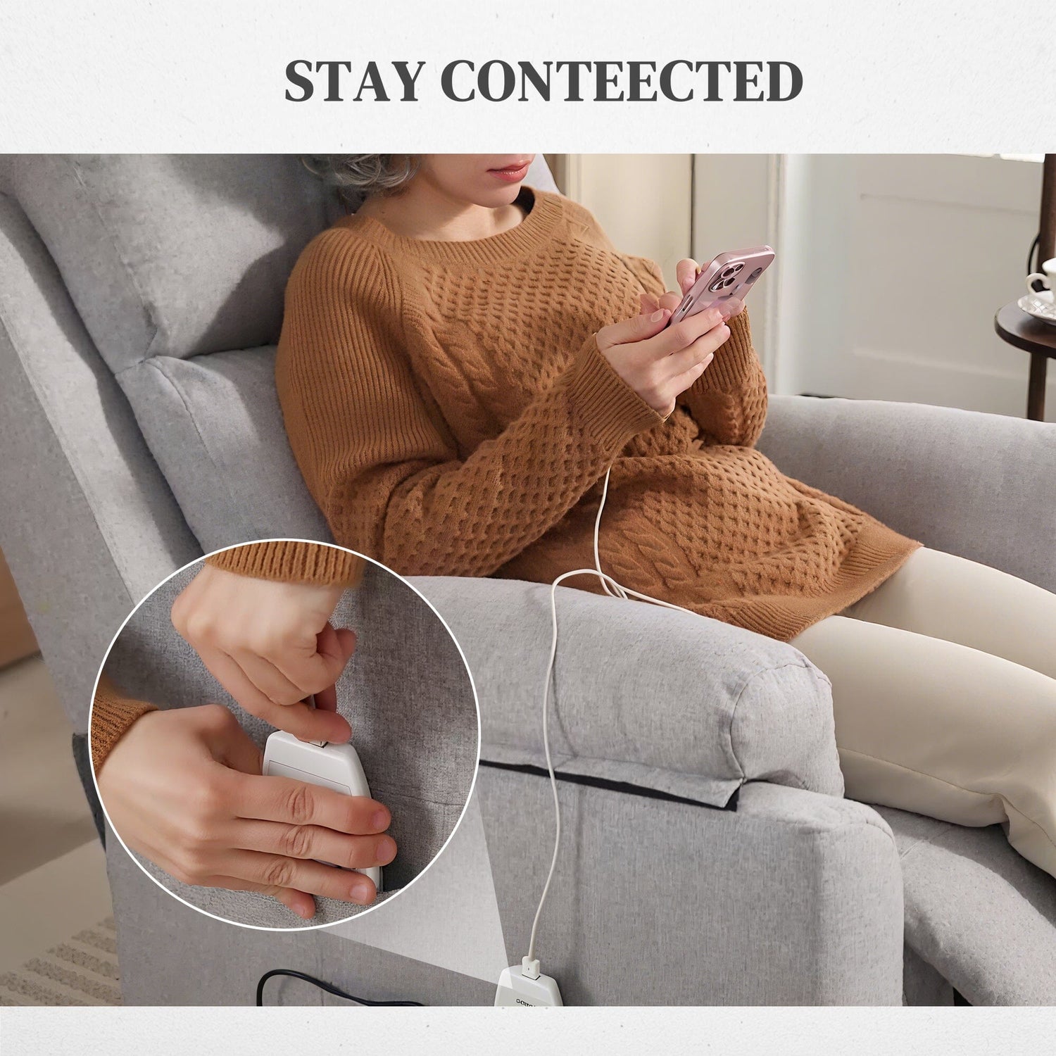 EaseRise Electric Power Lift Chair with Remote Control – Grey Manwatstore