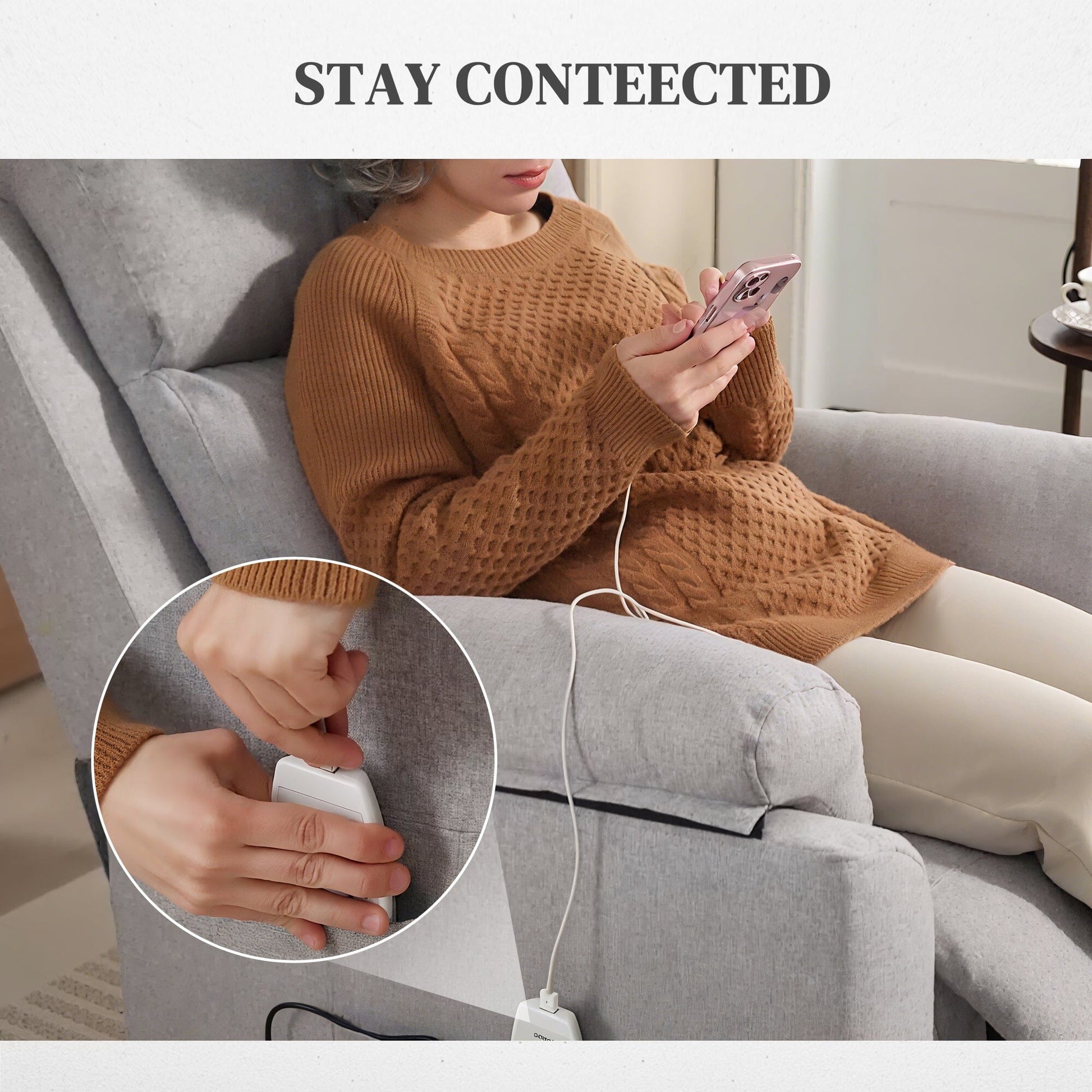 EaseRise Electric Power Lift Chair with Remote Control – Grey Manwatstore