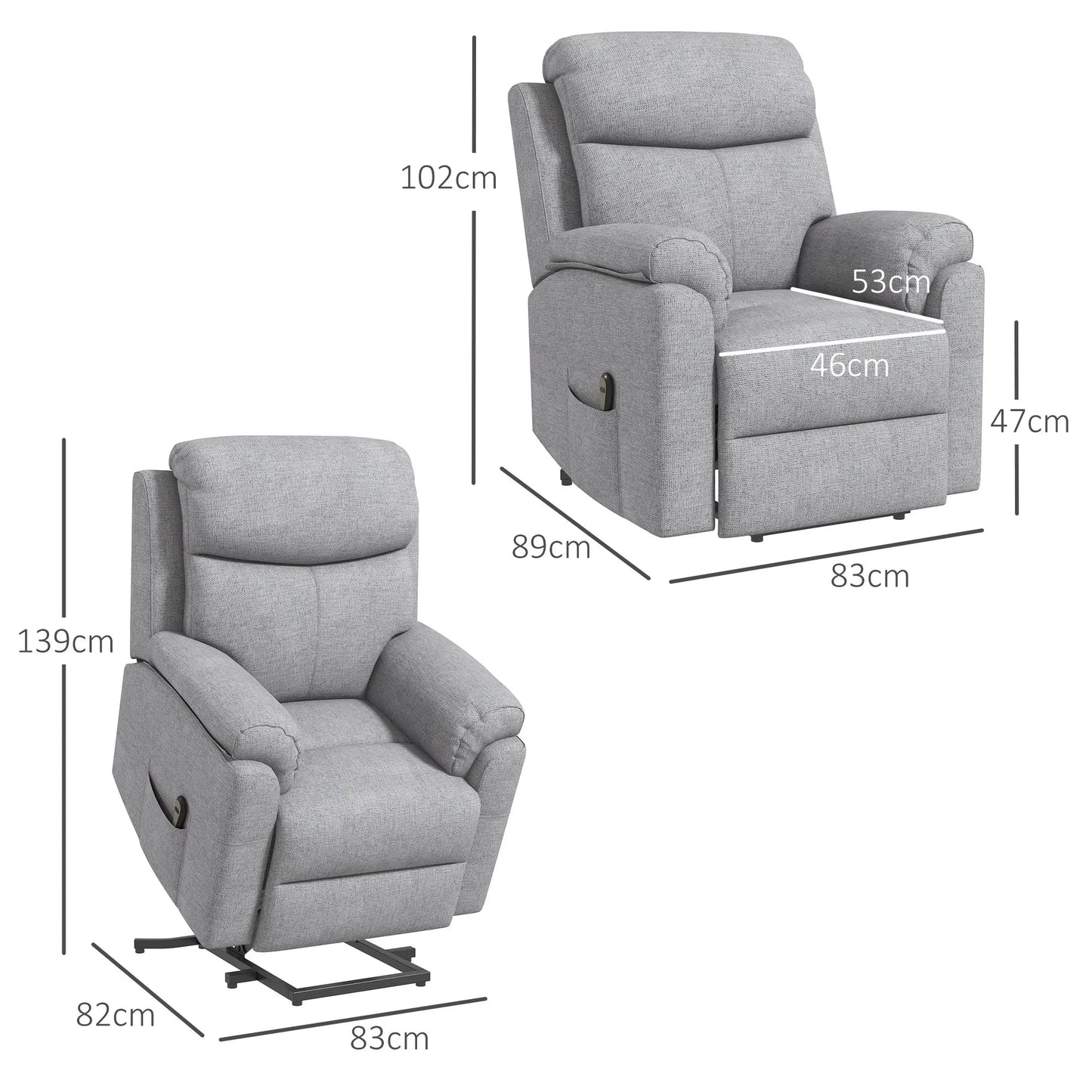EaseRise Electric Power Lift Chair with Remote Control – Grey Manwatstore