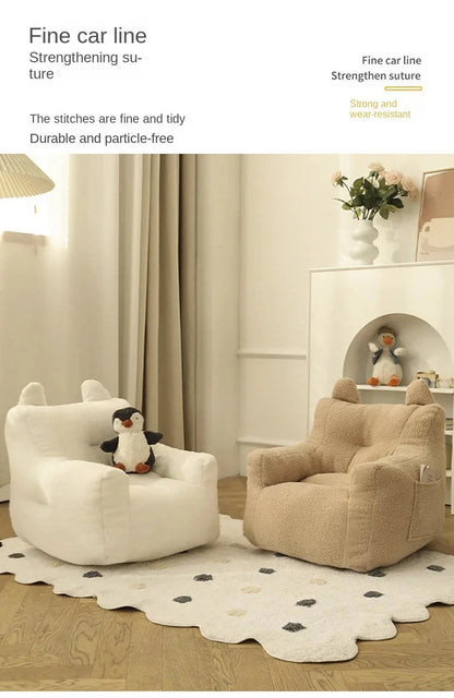 Eco-friendly Nordic Simple Living Room Soft Comfortable Backrest Person Single Sofa Chair Cute Bean Bag Baby Small Sofas Manwatstore