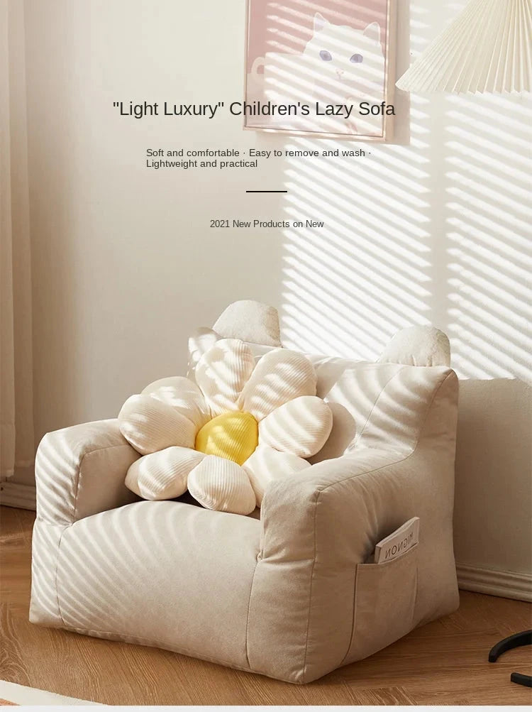 Eco-friendly Nordic Simple Living Room Soft Comfortable Backrest Person Single Sofa Chair Cute Bean Bag Baby Small Sofas Manwatstore