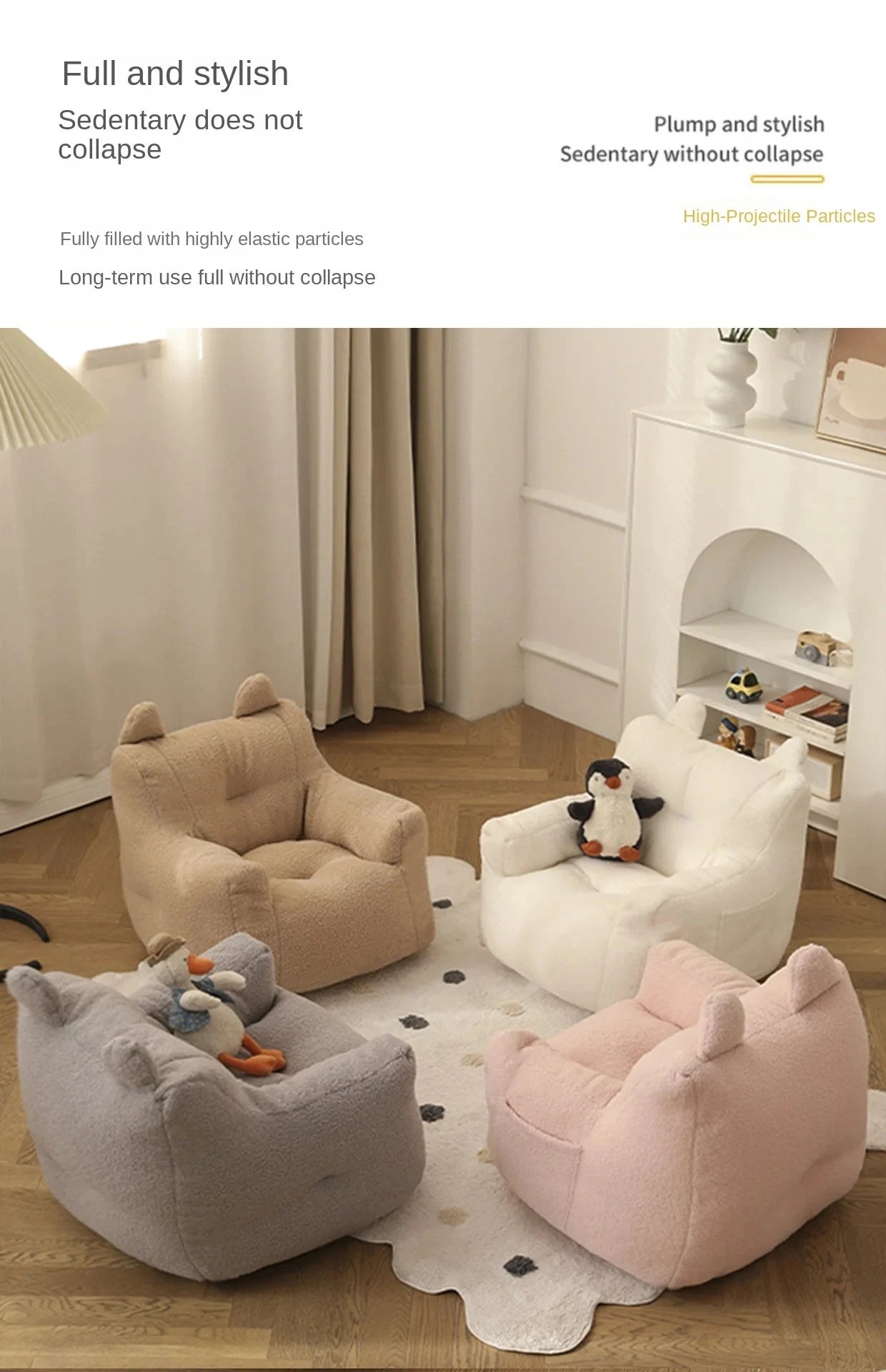 Eco-friendly Nordic Simple Living Room Soft Comfortable Backrest Person Single Sofa Chair Cute Bean Bag Baby Small Sofas Manwatstore