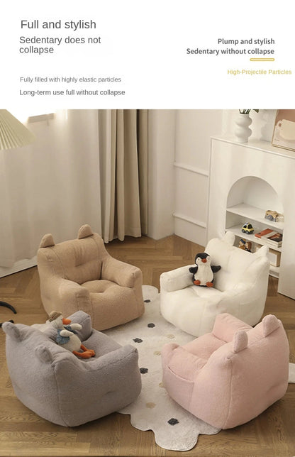 Eco-friendly Nordic Simple Living Room Soft Comfortable Backrest Person Single Sofa Chair Cute Bean Bag Baby Small Sofas Manwatstore