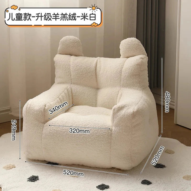 Eco-friendly Nordic Simple Living Room Soft Comfortable Backrest Person Single Sofa Chair Cute Bean Bag Baby Small Sofas Manwatstore