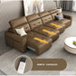 Electric Convertible Leather Sofa Bed with Adjustable Headrest Manwatstore
