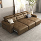 Electric Convertible Leather Sofa Bed with Adjustable Headrest Manwatstore