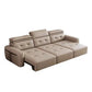 Electric Convertible Leather Sofa Bed with Adjustable Headrest Manwatstore