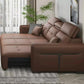 Electric Convertible Leather Sofa Bed with Adjustable Headrest Manwatstore