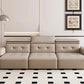 Electric Convertible Leather Sofa Bed with Adjustable Headrest Manwatstore