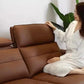 Electric Convertible Leather Sofa Bed with Adjustable Headrest Manwatstore