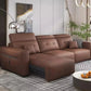 Electric Convertible Leather Sofa Bed with Adjustable Headrest Manwatstore