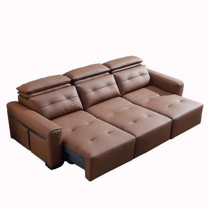 Electric Convertible Leather Sofa Bed with Adjustable Headrest Manwatstore