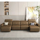 Electric Convertible Leather Sofa Bed with Adjustable Headrest Manwatstore