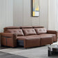 Electric Convertible Leather Sofa Bed with Adjustable Headrest Manwatstore