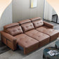 Electric Convertible Leather Sofa Bed with Adjustable Headrest Manwatstore