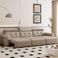 Electric Convertible Leather Sofa Bed with Adjustable Headrest Manwatstore