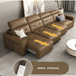 Electric Convertible Leather Sofa Bed with Adjustable Headrest Manwatstore