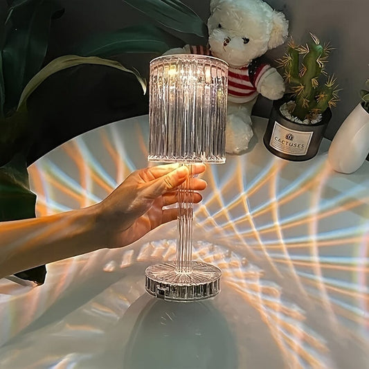 [Elegant Crystal Table Lamp] Warm LED Bedside Night Light - Elegant USB Rechargeable Crystal Table Lamp with Touch Control, 500mAh Battery - Perfect for Home Decor, Bedside, Bar, Restaurant Ambiance, Ideal Christmas Gift Manwatstore