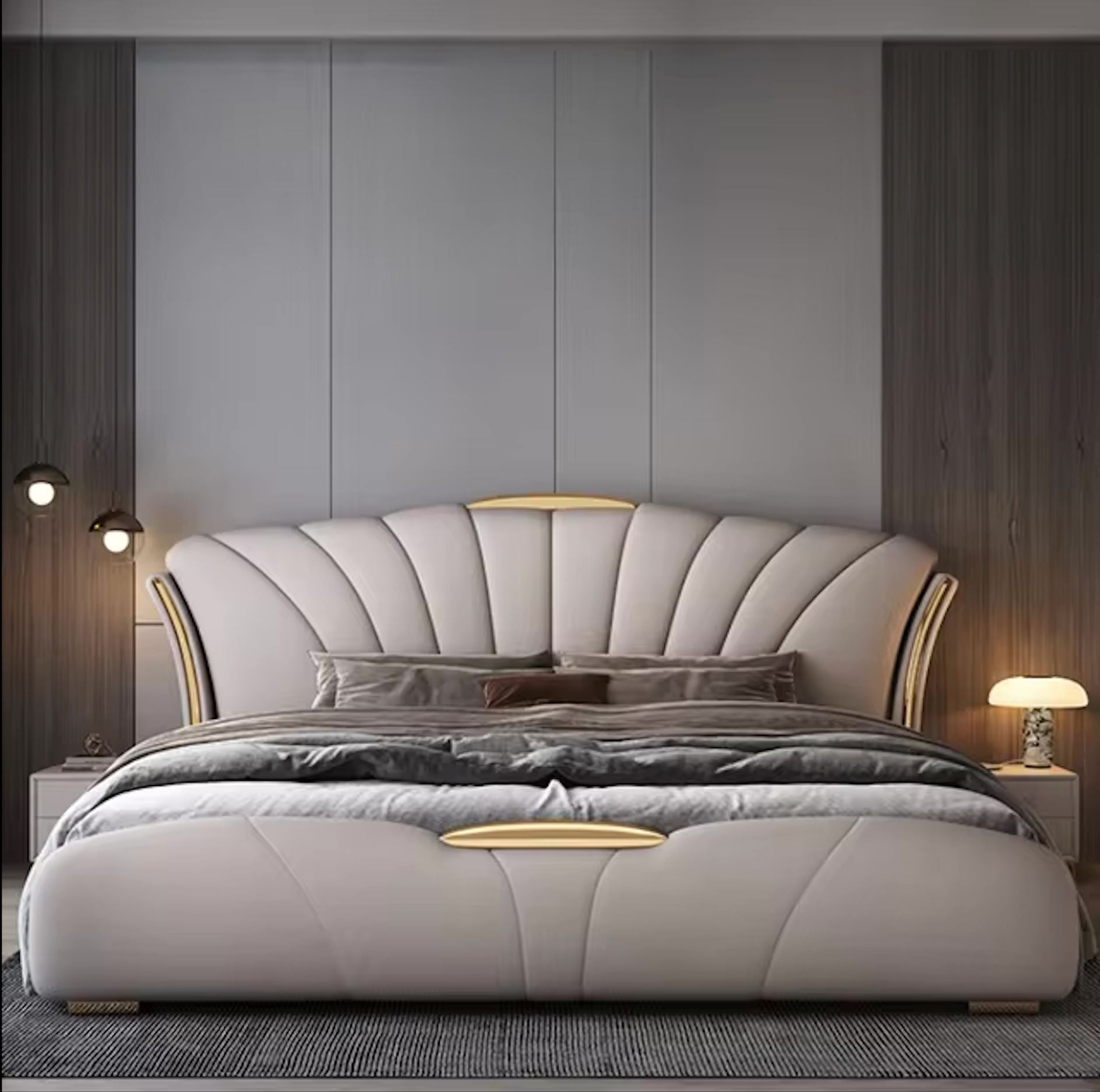 Elegant King Size Double Bed House Modern Luxury Leather Comferter Bed Villa Wedding Camas Matrimonial Furniture Home Beds & Bed Frames Manwatstore