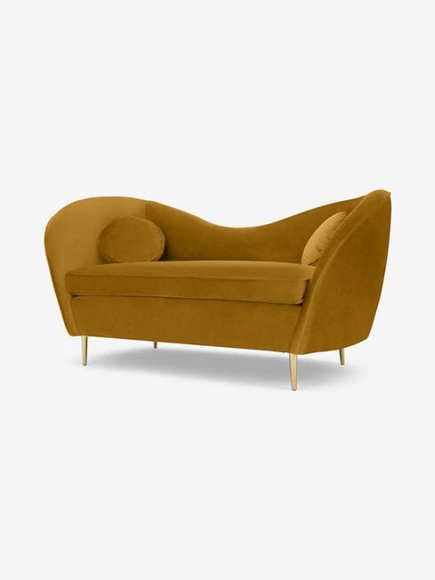 Elegant Kooper 2-Seater Sofa with Velvet Upholstery and Brass Legs Sofa For Living Room Manwatstore