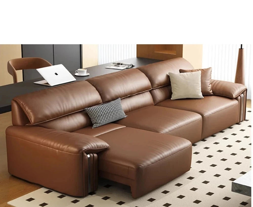 EliteLounge Electric Leather Sofa Bed with Adjustable Seating &amp; Chaise Manwatstore