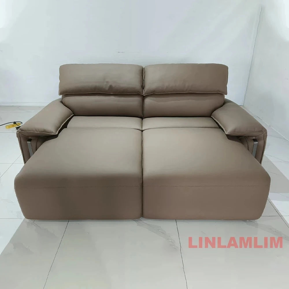 EliteLounge Electric Leather Sofa Bed with Adjustable Seating & Chaise Manwatstore
