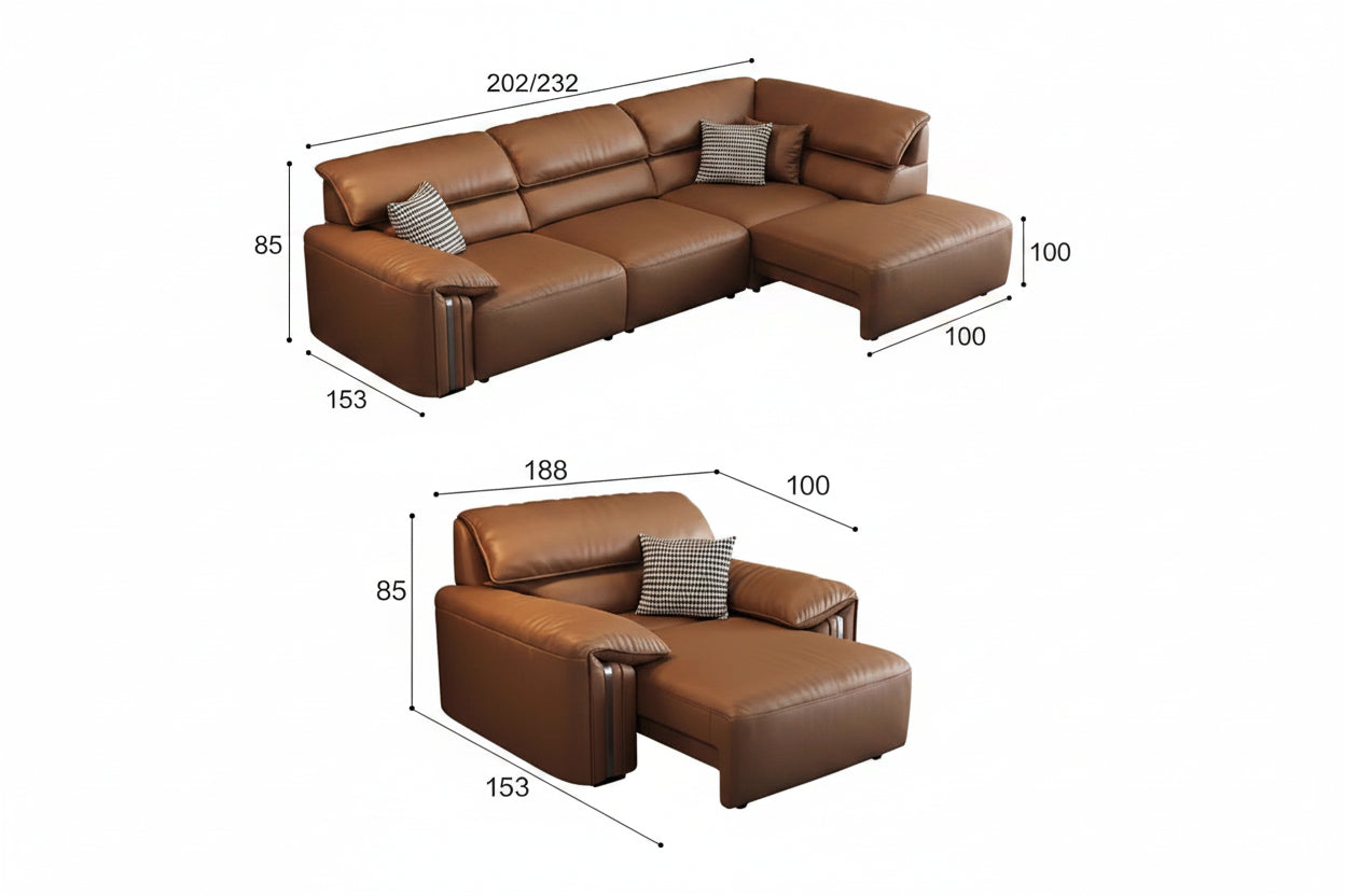 EliteLounge Electric Leather Sofa Bed with Adjustable Seating &amp; Chaise Manwatstore