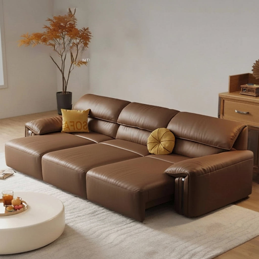 EliteLounge Electric Leather Sofa Bed with Adjustable Seating &amp; Chaise Manwatstore
