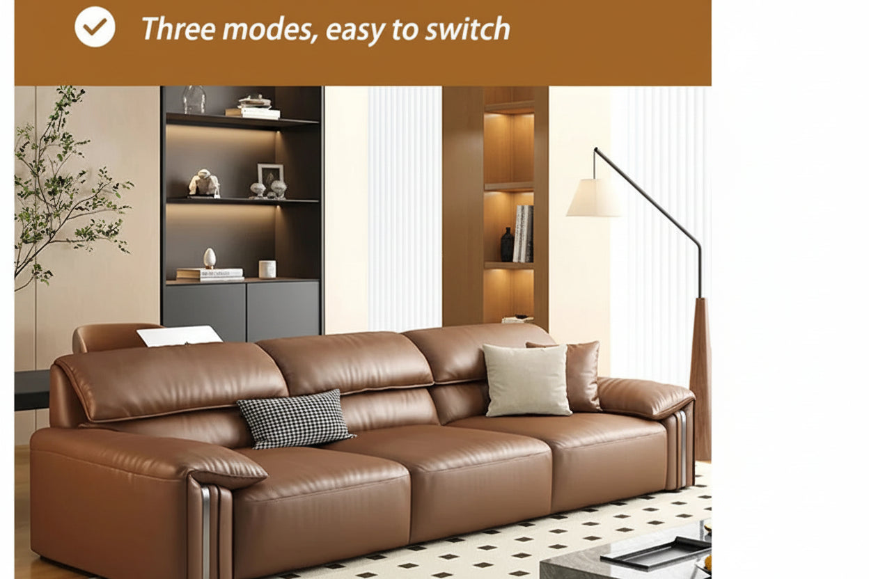 EliteLounge Electric Leather Sofa Bed with Adjustable Seating &amp; Chaise Manwatstore