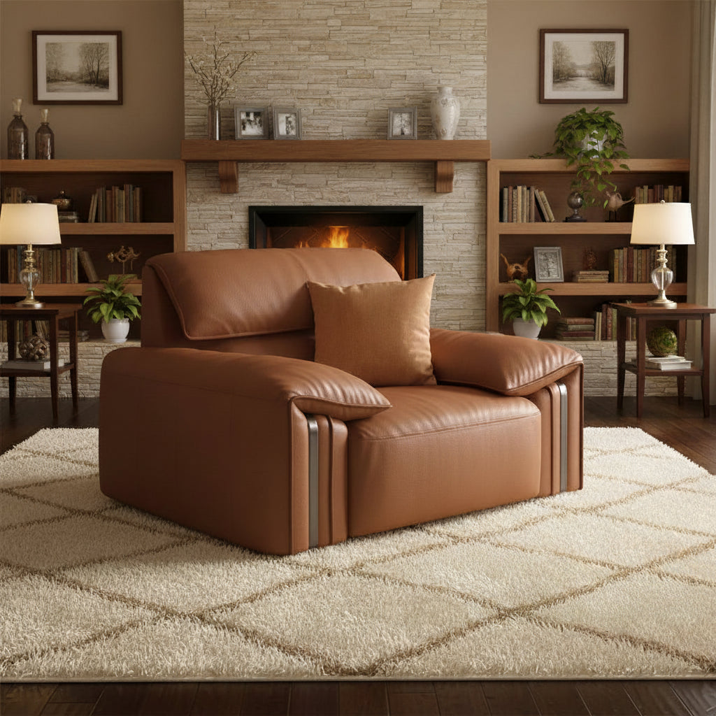 EliteLounge Electric Leather Sofa Bed with Adjustable Seating &amp; Chaise Manwatstore
