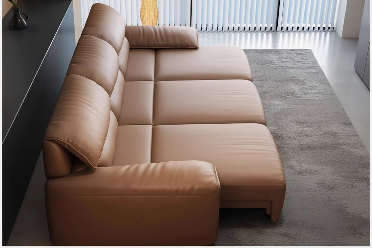 EliteLounge Electric Leather Sofa Bed with Adjustable Seating &amp; Chaise Manwatstore