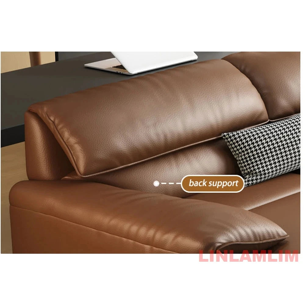 EliteLounge Electric Leather Sofa Bed with Adjustable Seating & Chaise Manwatstore