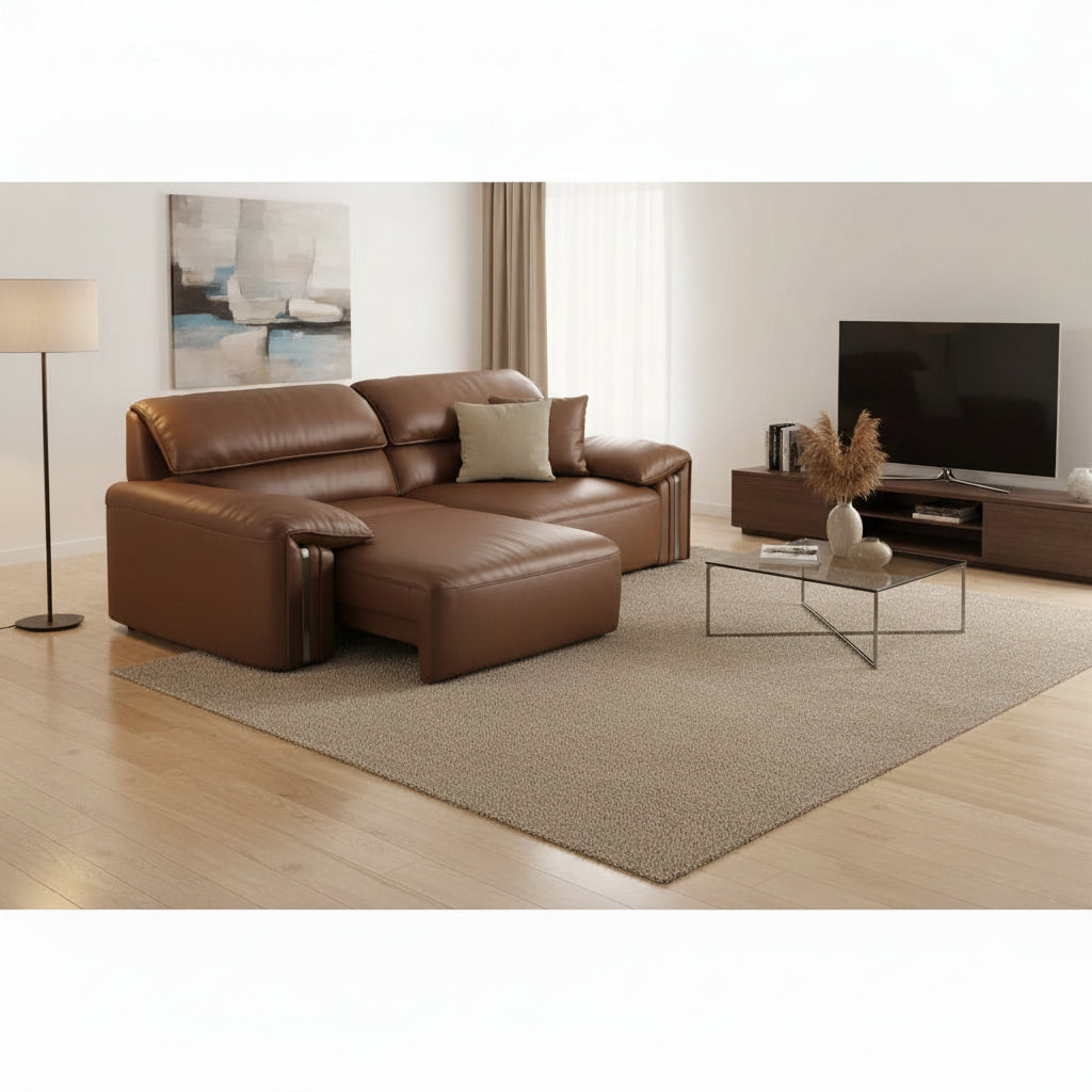 EliteLounge Electric Leather Sofa Bed with Adjustable Seating &amp; Chaise Manwatstore