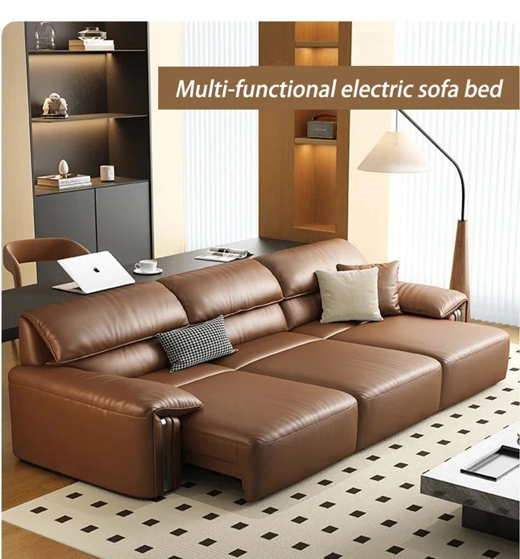 EliteLounge Electric Leather Sofa Bed with Adjustable Seating &amp; Chaise Manwatstore