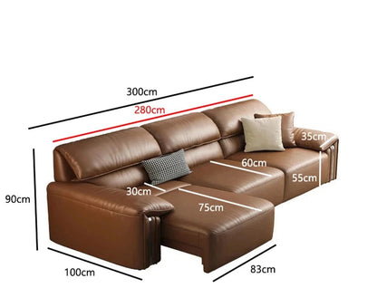 EliteLounge Electric Leather Sofa Bed with Adjustable Seating &amp; Chaise Manwatstore