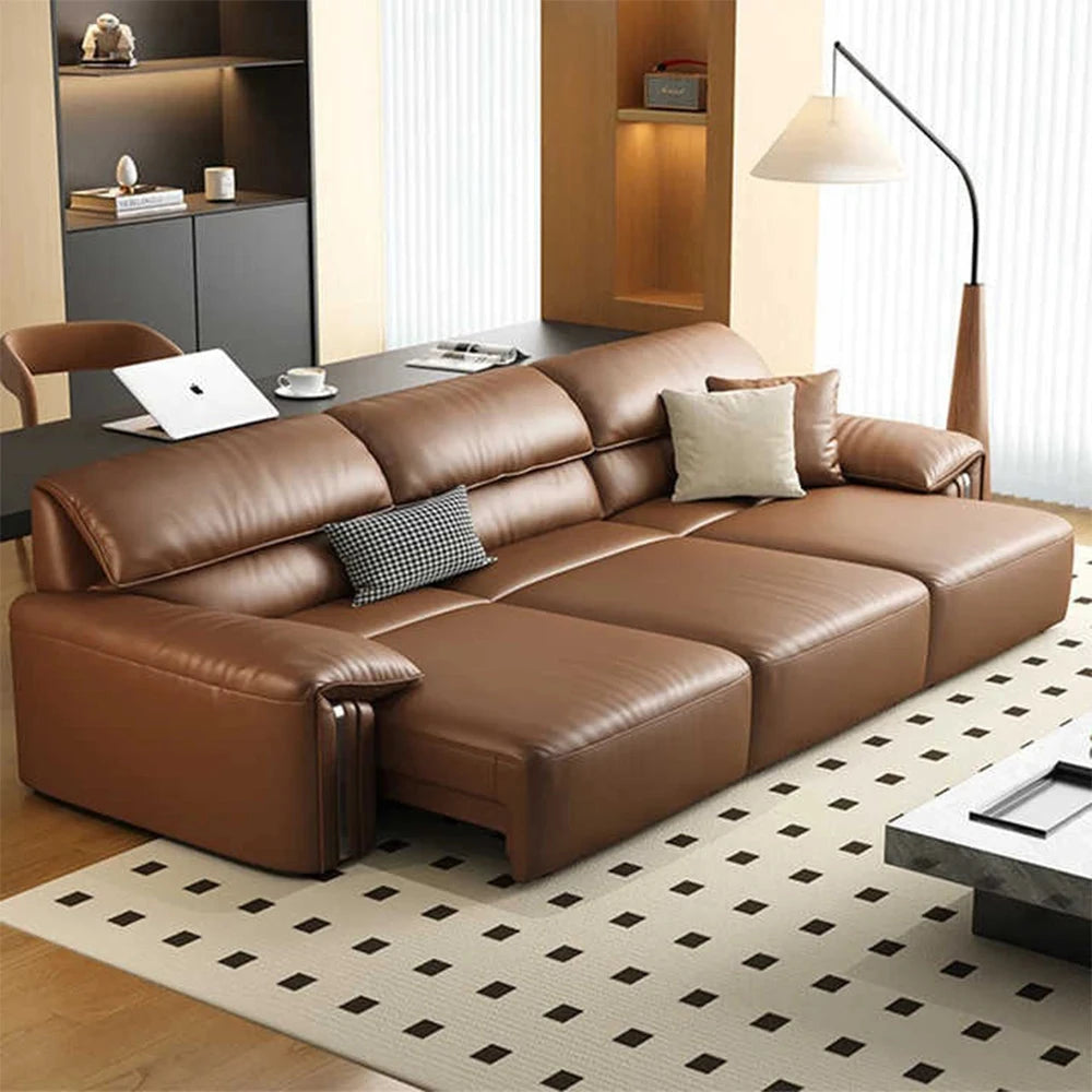 EliteLounge Electric Leather Sofa Bed with Adjustable Seating &amp; Chaise Manwatstore